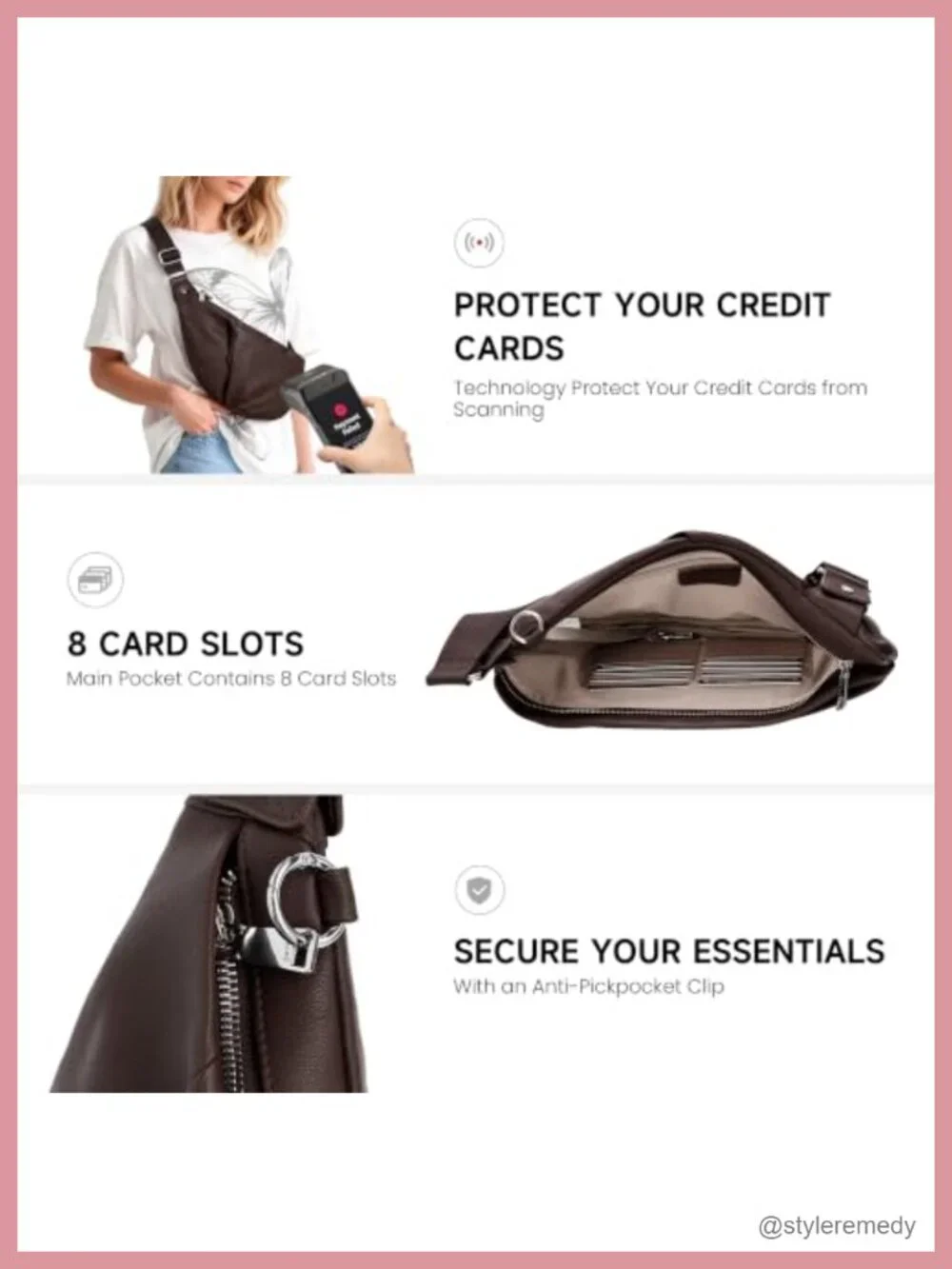 Genuine Leather Anti-Theft Crossbody Sling Bag with RFID Blocking